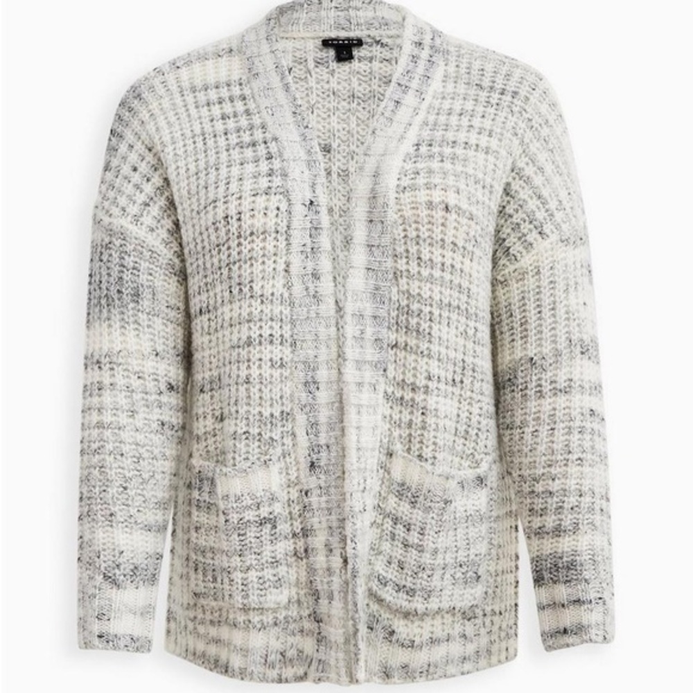 Torrid White & Grey Knit Cocoon Cardigan